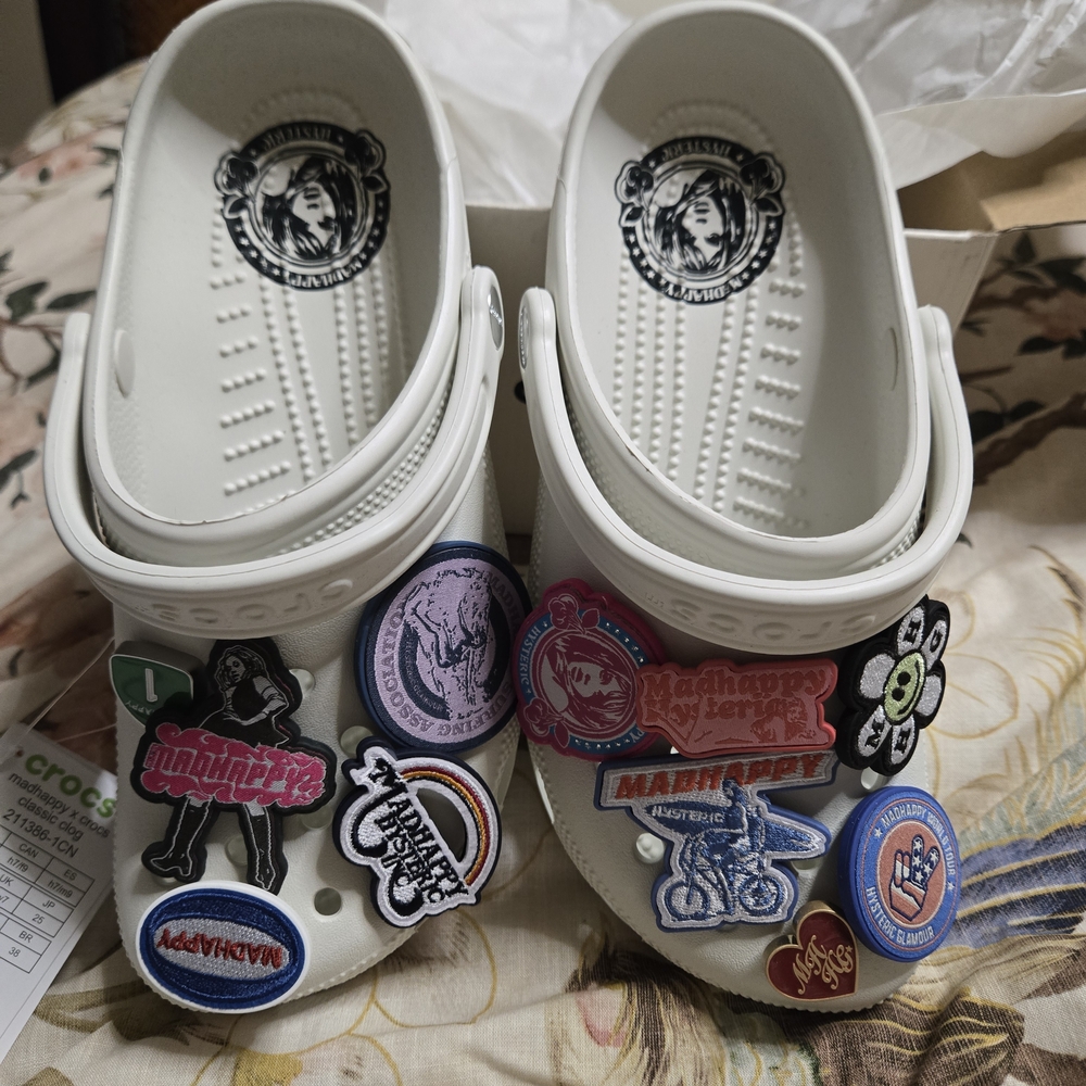 Madhappy White Sandals with Colorful Patches Womens 9 Men's 7